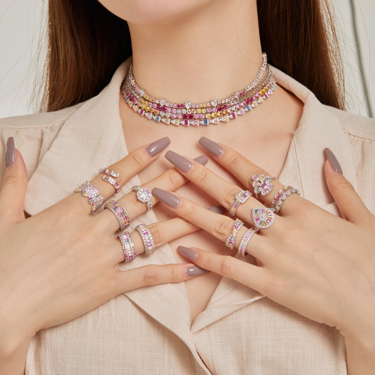 Angela Jewelry]Dainty Colorful Radiant Cut Daily Ring