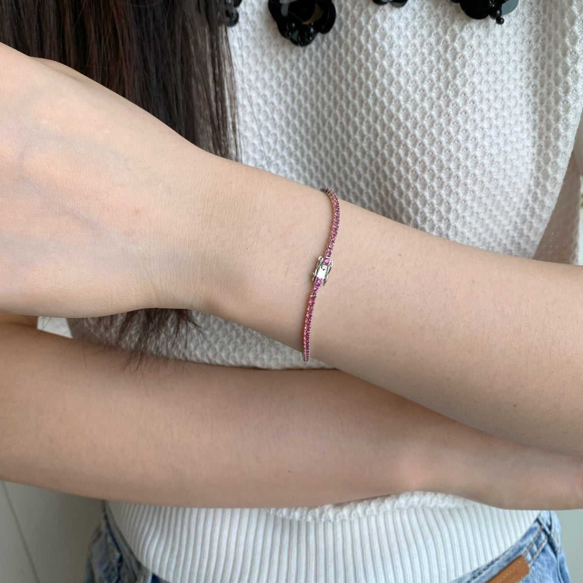 アンジェラジュエリー]まばゆいばかりのカラフルなラウンドカットのデイリーブレスレット