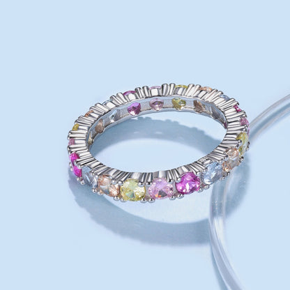 Angela Jewelry]Schillernder, glänzender Tennisring im Rundschliff