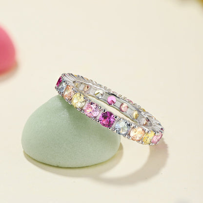 Angela Jewelry]Schillernder, glänzender Tennisring im Rundschliff