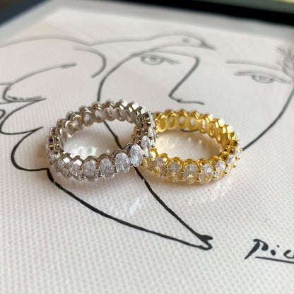 Angela Jewelry]Verzierter Tennisring im Ovalschliff