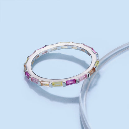 Angela Jewelry]Exquisiter mehrfarbiger Smaragdschliff-Tagesring