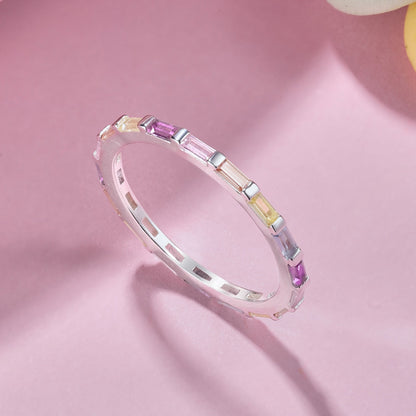 Angela Jewelry]Exquisiter mehrfarbiger Smaragdschliff-Tagesring