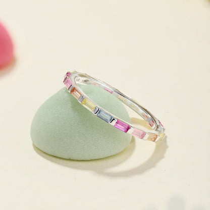 Angela Jewelry]Exquisiter mehrfarbiger Smaragdschliff-Tagesring