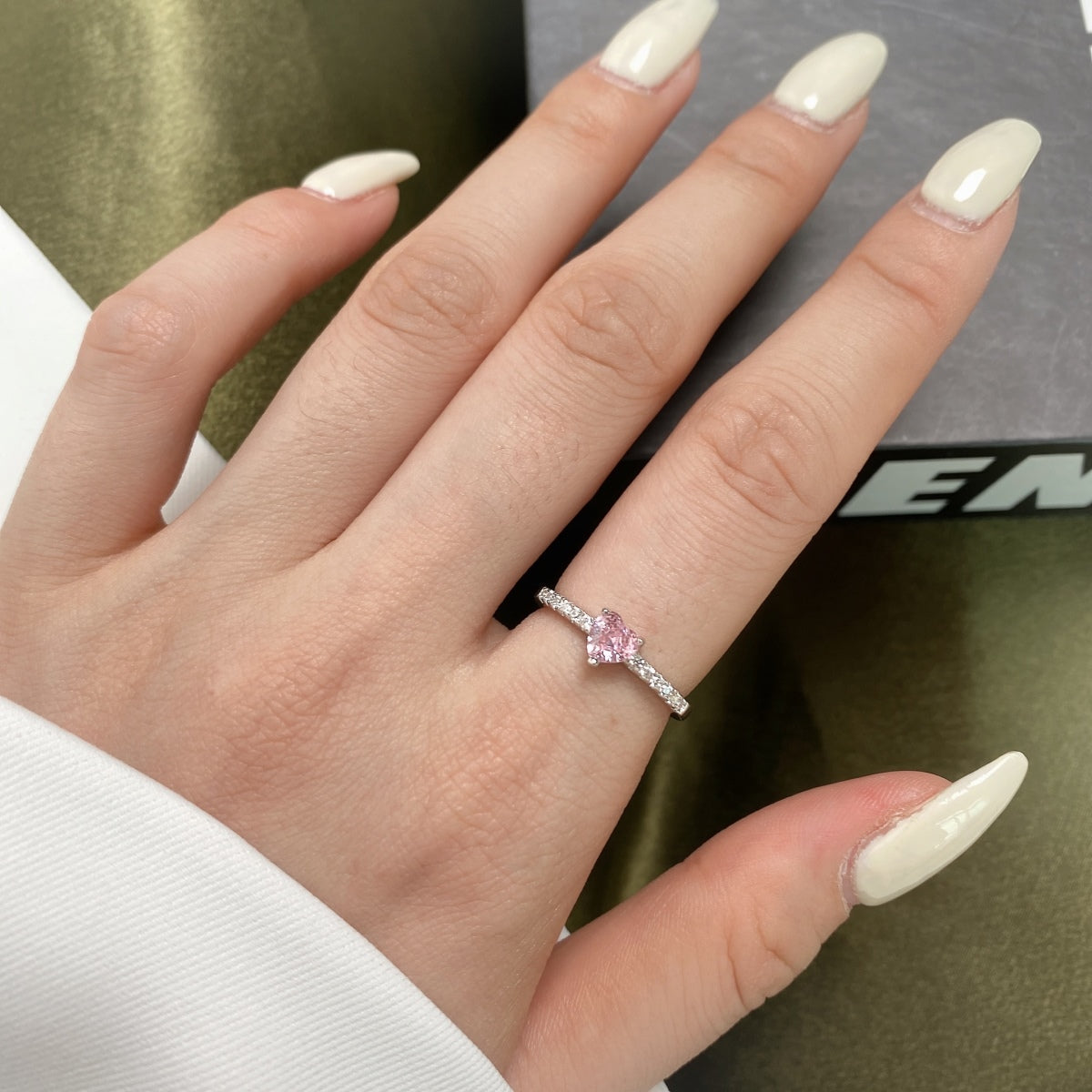 Angela Jewelry]0,5 Karat CaratEternity Charmanter Herzform-Liebhaberring
