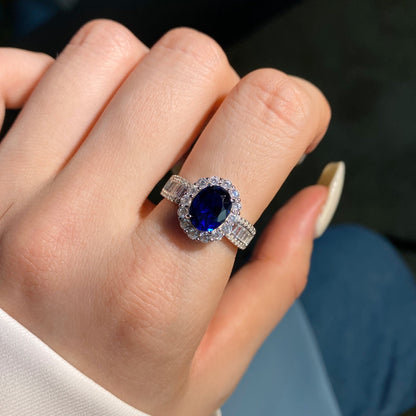Angela Jewelry]1,5 Karat schillernder, charmanter Bankettring im Ovalschliff