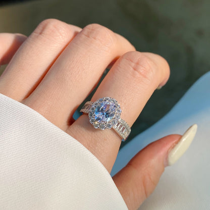 Angela Jewelry]1,5 Karat schillernder, charmanter Bankettring im Ovalschliff