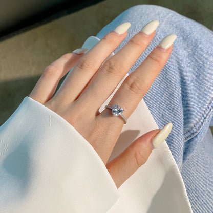 Angela Jewelry]2,0 Karat schillernder, glänzender Herzschliff-Liebhaberring