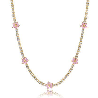 Angela Jewelry]Luxuriöse bunte Blumen-Tenniskette