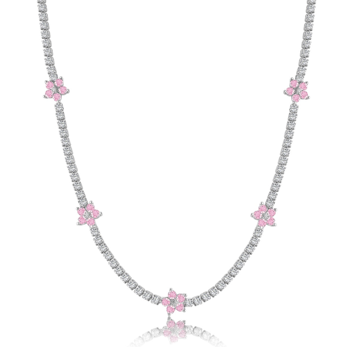 Angela Jewelry]Luxuriöse bunte Blumen-Tenniskette
