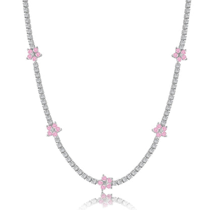 Angela Jewelry]Luxuriöse bunte Blumen-Tenniskette