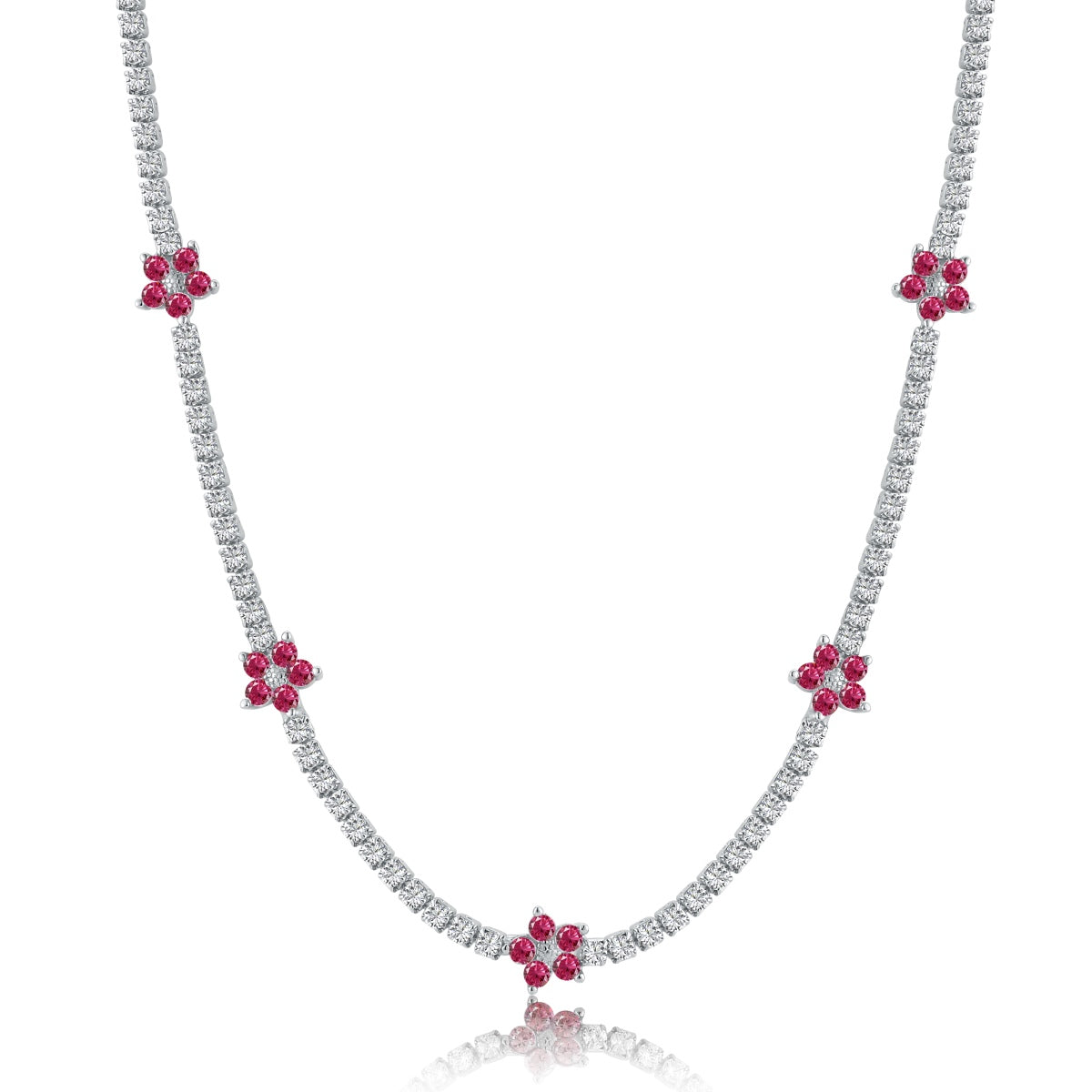 Angela Jewelry]Luxuriöse bunte Blumen-Tenniskette