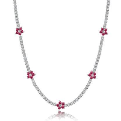 Angela Jewelry]Luxuriöse bunte Blumen-Tenniskette