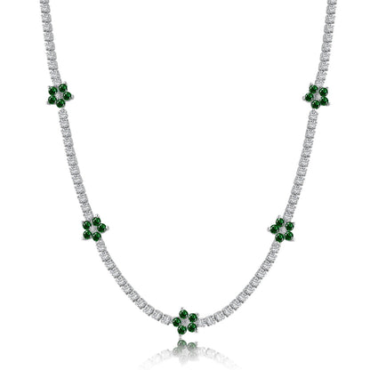Angela Jewelry]Luxuriöse bunte Blumen-Tenniskette