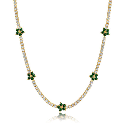 Angela Jewelry]Luxuriöse bunte Blumen-Tenniskette