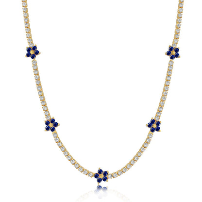 Angela Jewelry]Luxuriöse bunte Blumen-Tenniskette