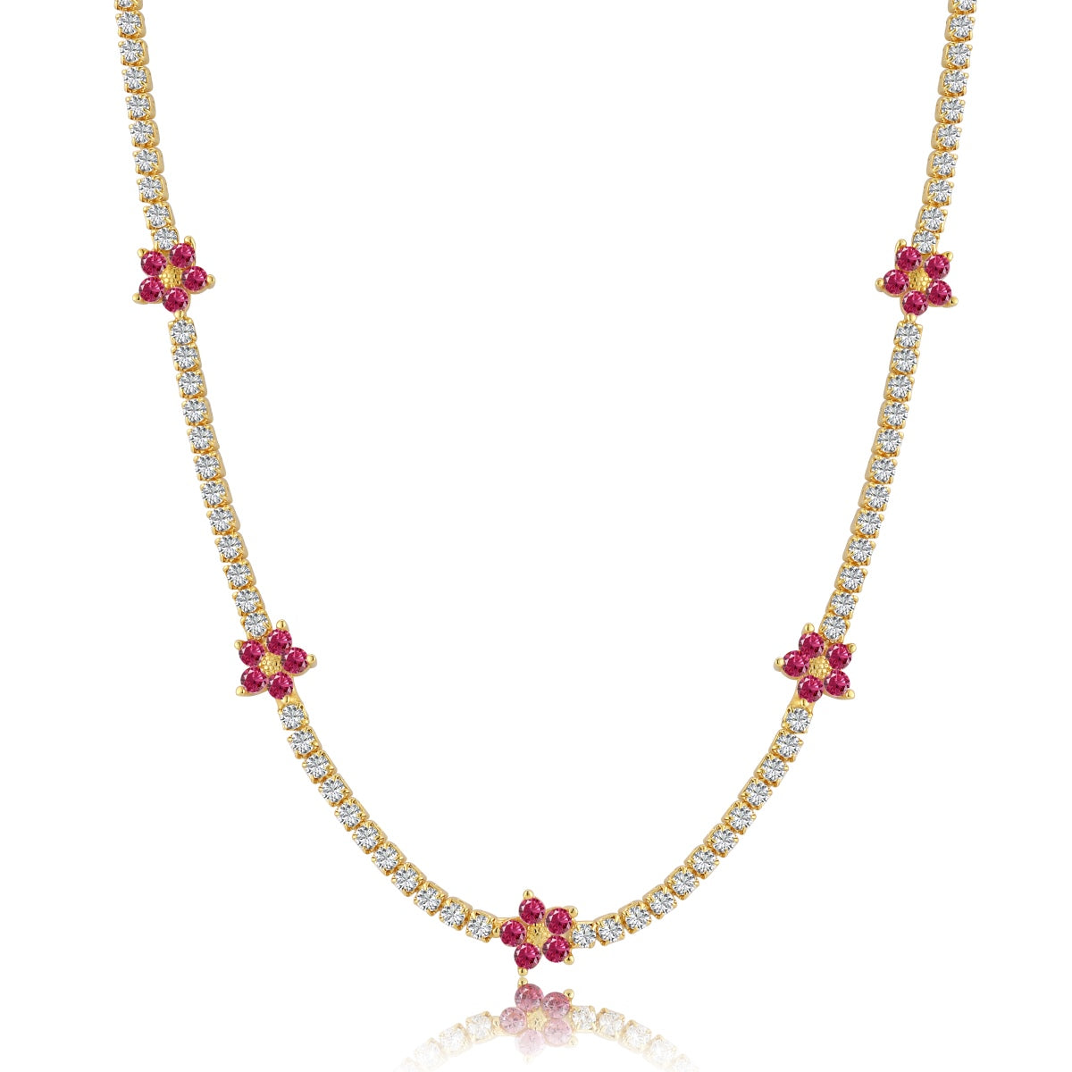 Angela Jewelry]Luxuriöse bunte Blumen-Tenniskette