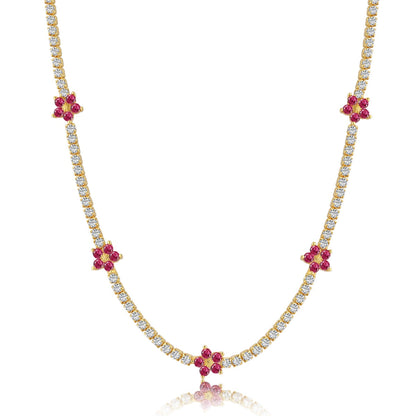 Angela Jewelry]Luxuriöse bunte Blumen-Tenniskette