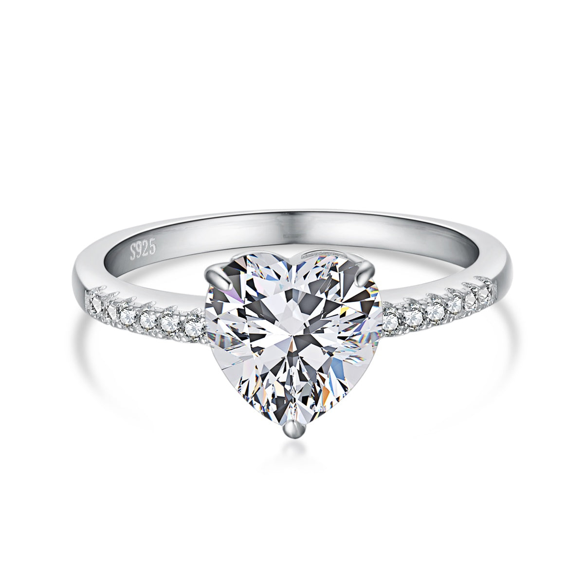 Angela Jewelry]2,0 Karat schillernder, glänzender Herzschliff-Liebhaberring