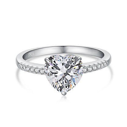 Angela Jewelry]2,0 Karat schillernder, glänzender Herzschliff-Liebhaberring