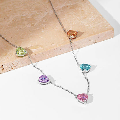 Angela Jewelry]Funkelnde bunte Halskette mit Herzschliff