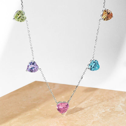 Angela Jewelry]Funkelnde bunte Halskette mit Herzschliff
