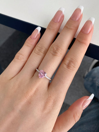 Angela Jewelry]2,0 Karat schillernder, glänzender Herzschliff-Liebhaberring