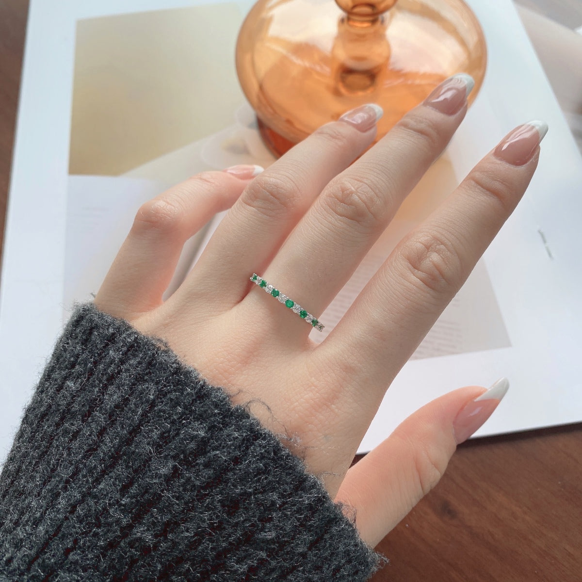 Angela Jewelry]Exquisiter bunter Tennisring im Rundschliff