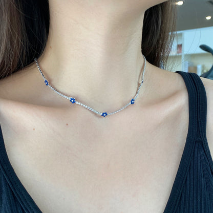 Angela Jewelry]Luxuriöse bunte Blumen-Tenniskette