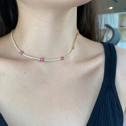 Angela Jewelry]Luxuriöse bunte Blumen-Tenniskette