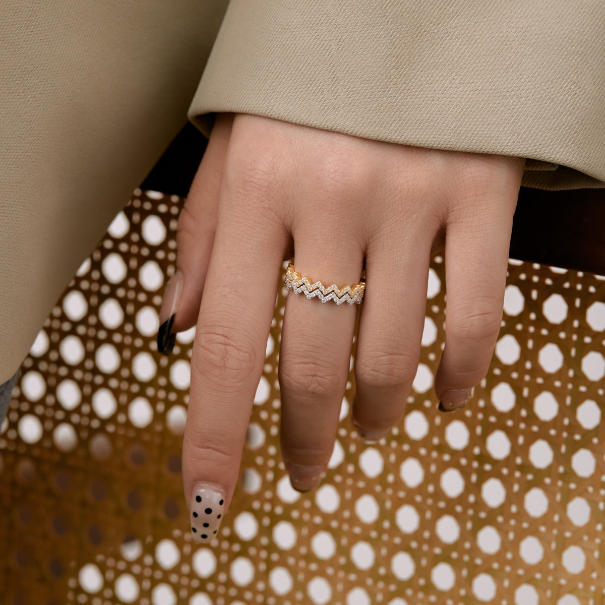 Angela Jewelry]Zarter, bezaubernder Ring in Wellenform für den Alltag