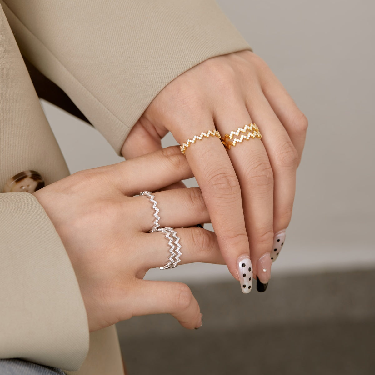 Angela Jewelry]Zarter, bezaubernder Ring in Wellenform für den Alltag