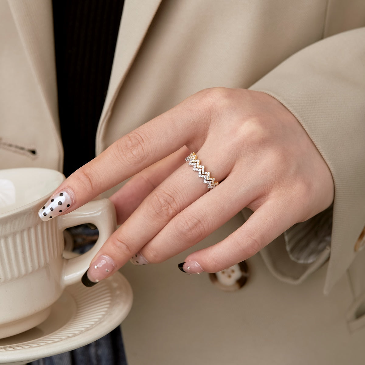 Angela Jewelry]Zarter, bezaubernder Ring in Wellenform für den Alltag
