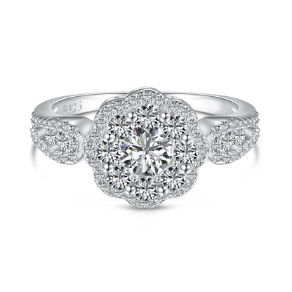 Angela Jewelry]Zarter, farbenfroher Ehering in Blumenform mit rundem Schliff