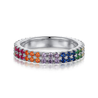 Angela Jewelry]Einzigartiger bunter Tennisring im Rundschliff