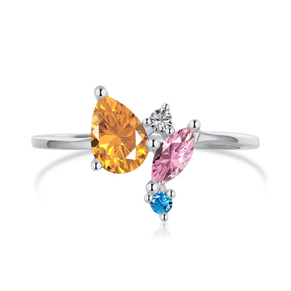 Angela Jewelry] Strahlend bunter Multi-Cut-Tagesring