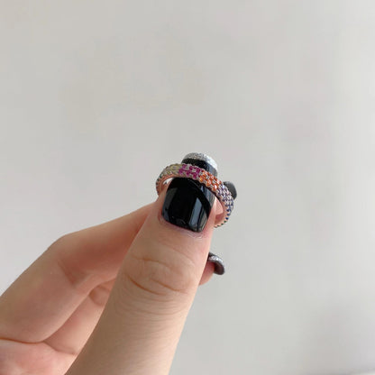 Angela Jewelry]Einzigartiger bunter Tennisring im Rundschliff