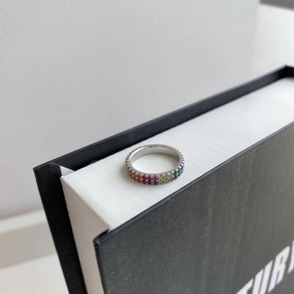 Angela Jewelry]Einzigartiger bunter Tennisring im Rundschliff