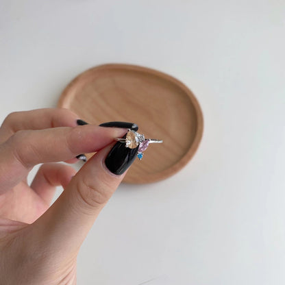 Angela Jewelry] Strahlend bunter Multi-Cut-Tagesring