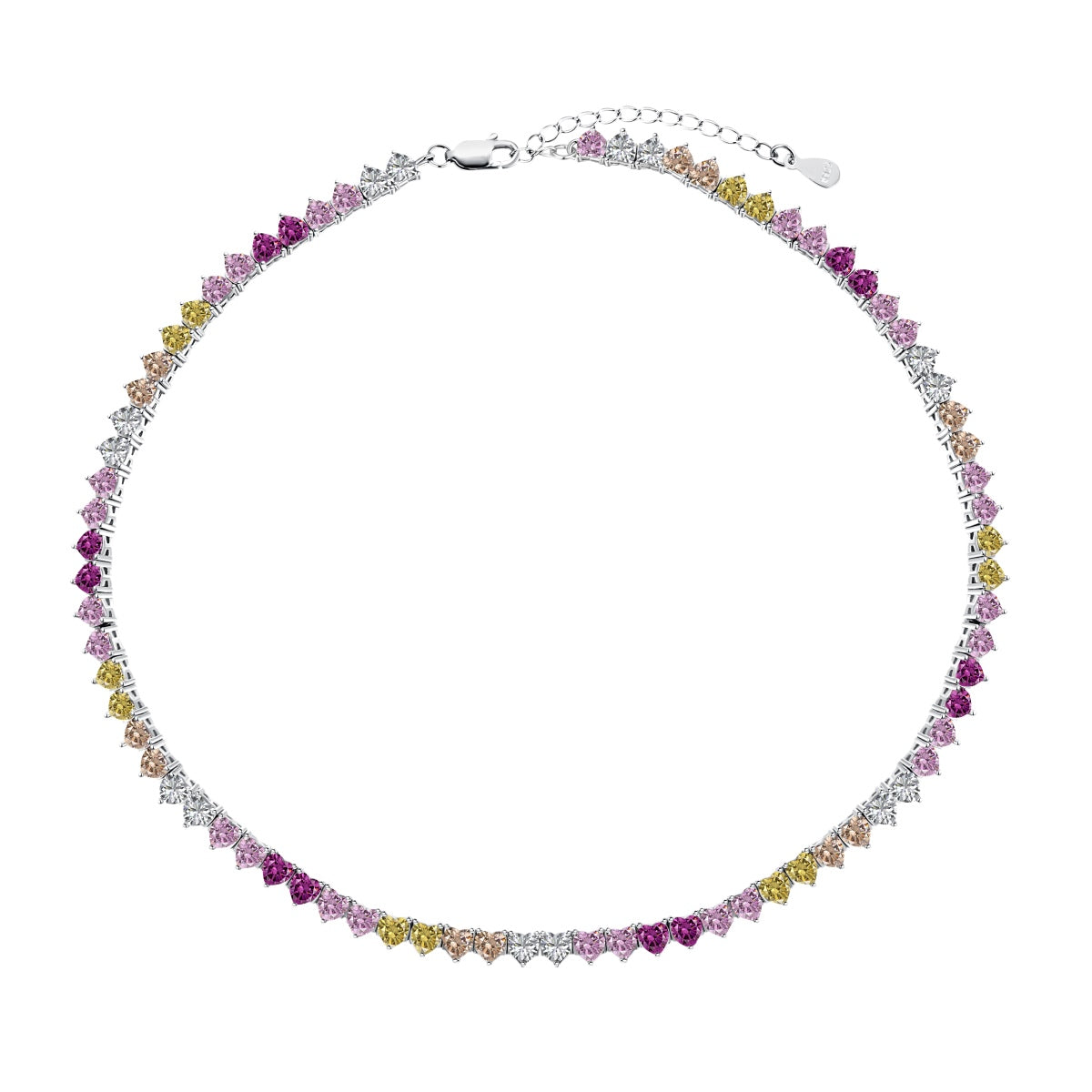 Angela Jewelry] Funkelnde bunte Tennis-Halskette mit Herz