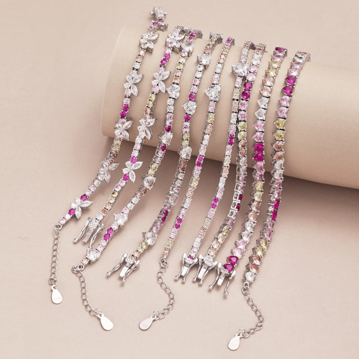 Angela Jewelry]Zarte bunte Regenbogen-Tenniskette
