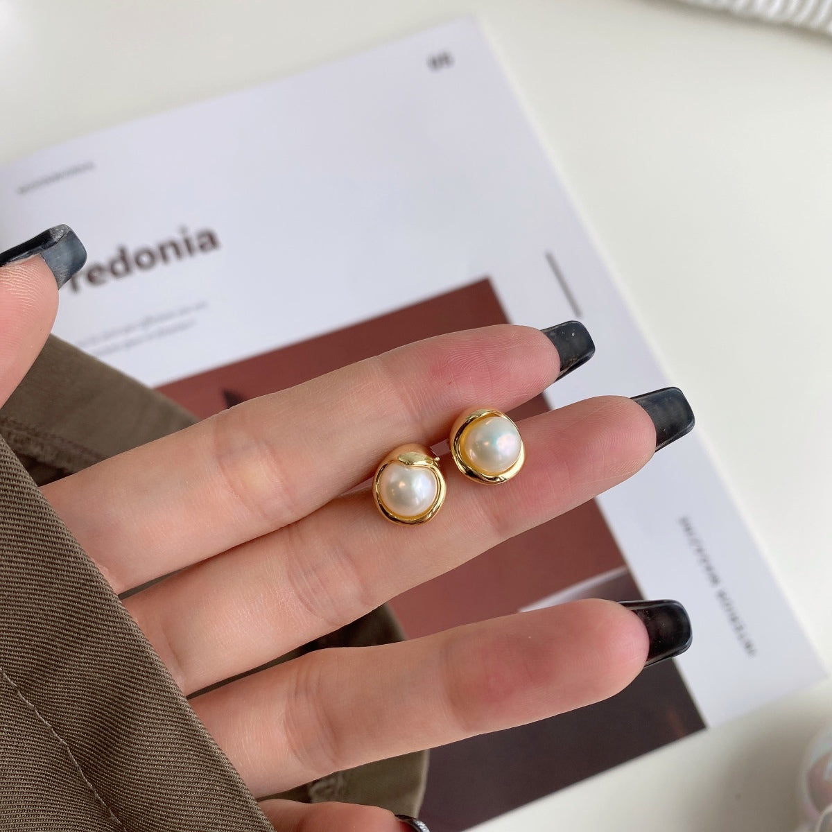 Angela Jewelry]Zierliche Brotperlen-Ohrringe
