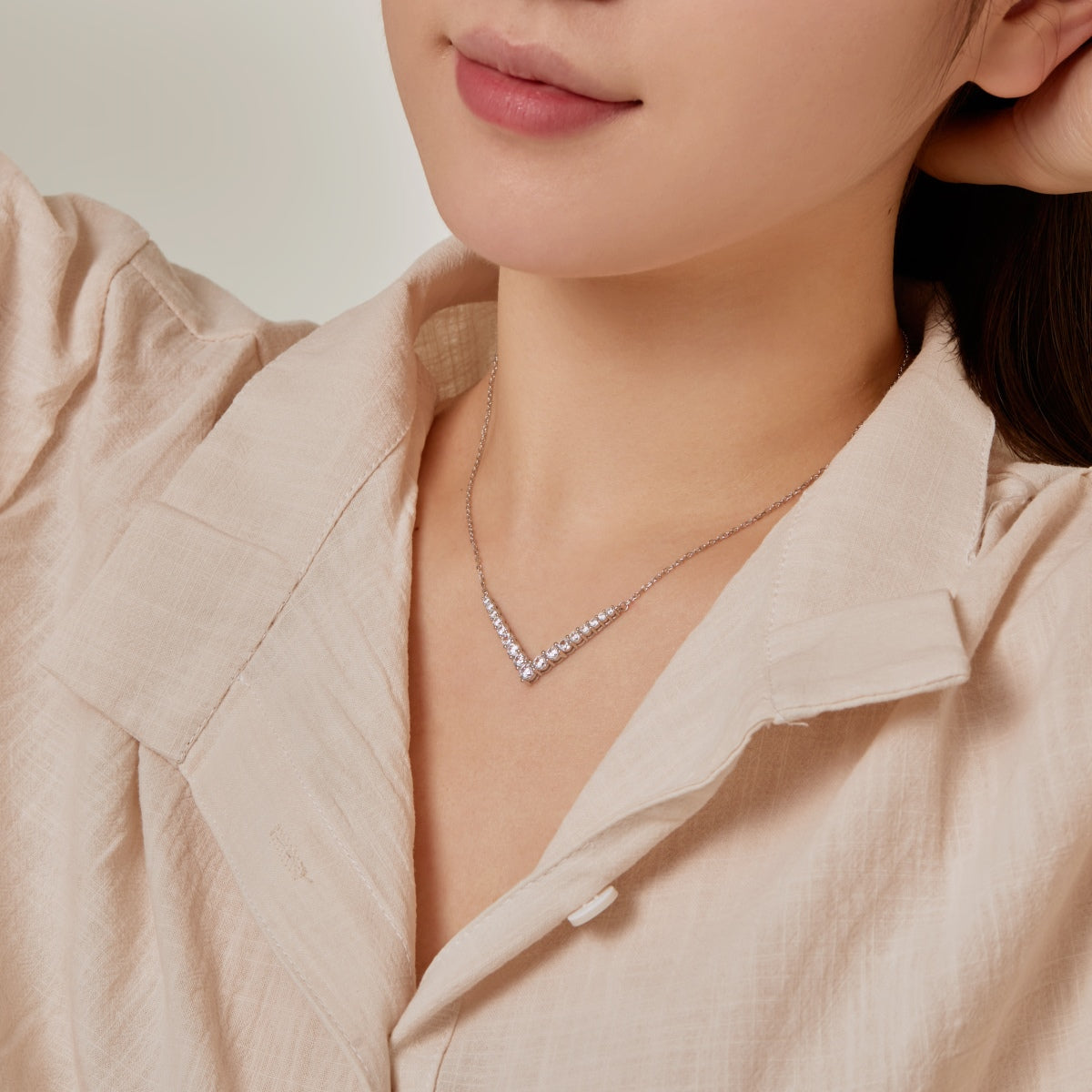 Angela Jewelry]Verzierte Halskette mit rundem Schliff