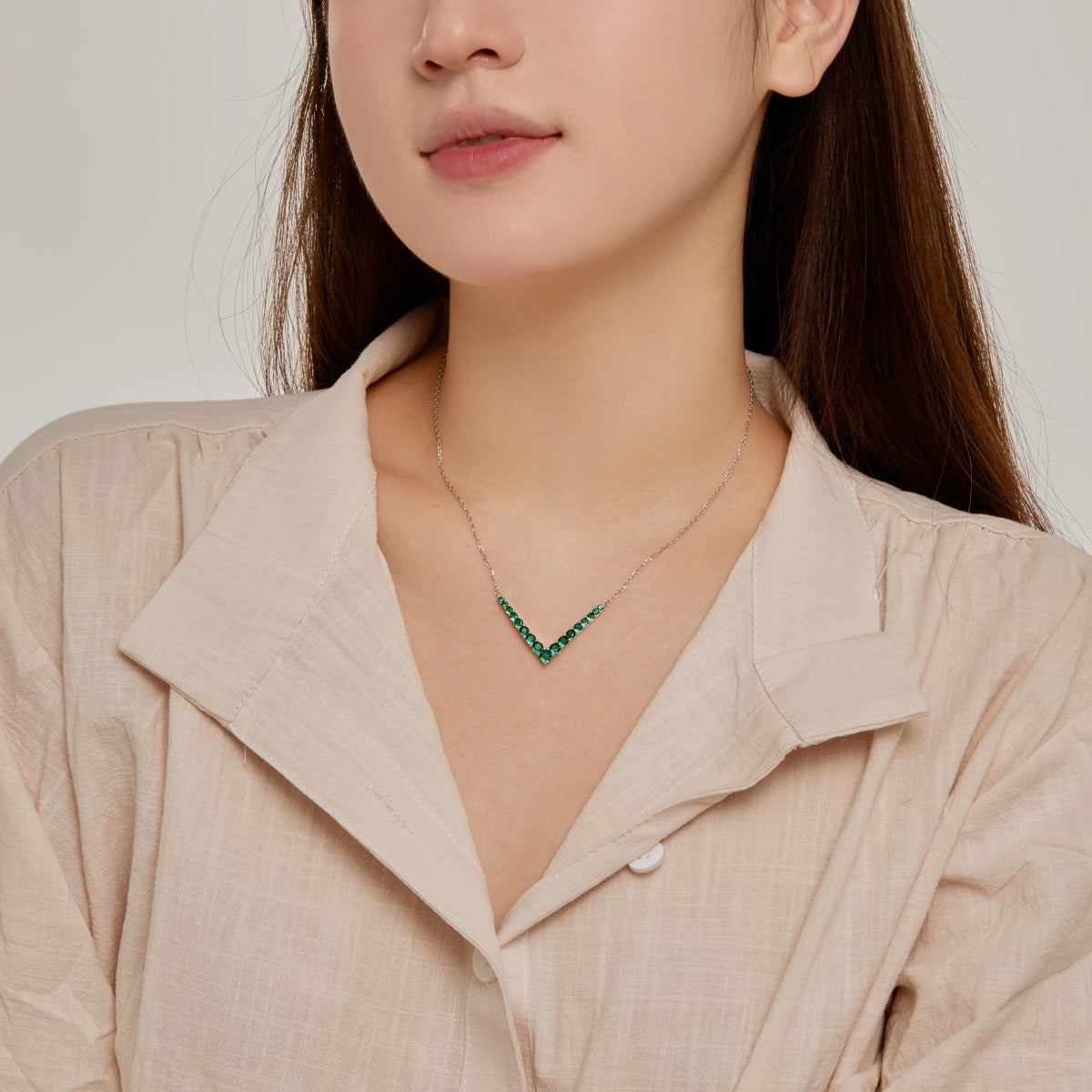 Angela Jewelry]Verzierte Halskette mit rundem Schliff