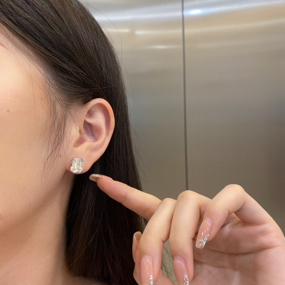 Angela Jewelry]Schillernde quadratische Ohrringe