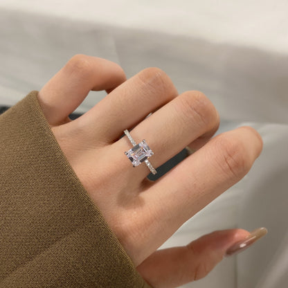 Angela Jewelry]2,0 Karat funkelnder Partyring im verzierten Radiantschliff