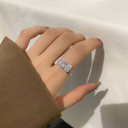 Angela Jewelry]2,0 Karat funkelnder Partyring im verzierten Radiantschliff