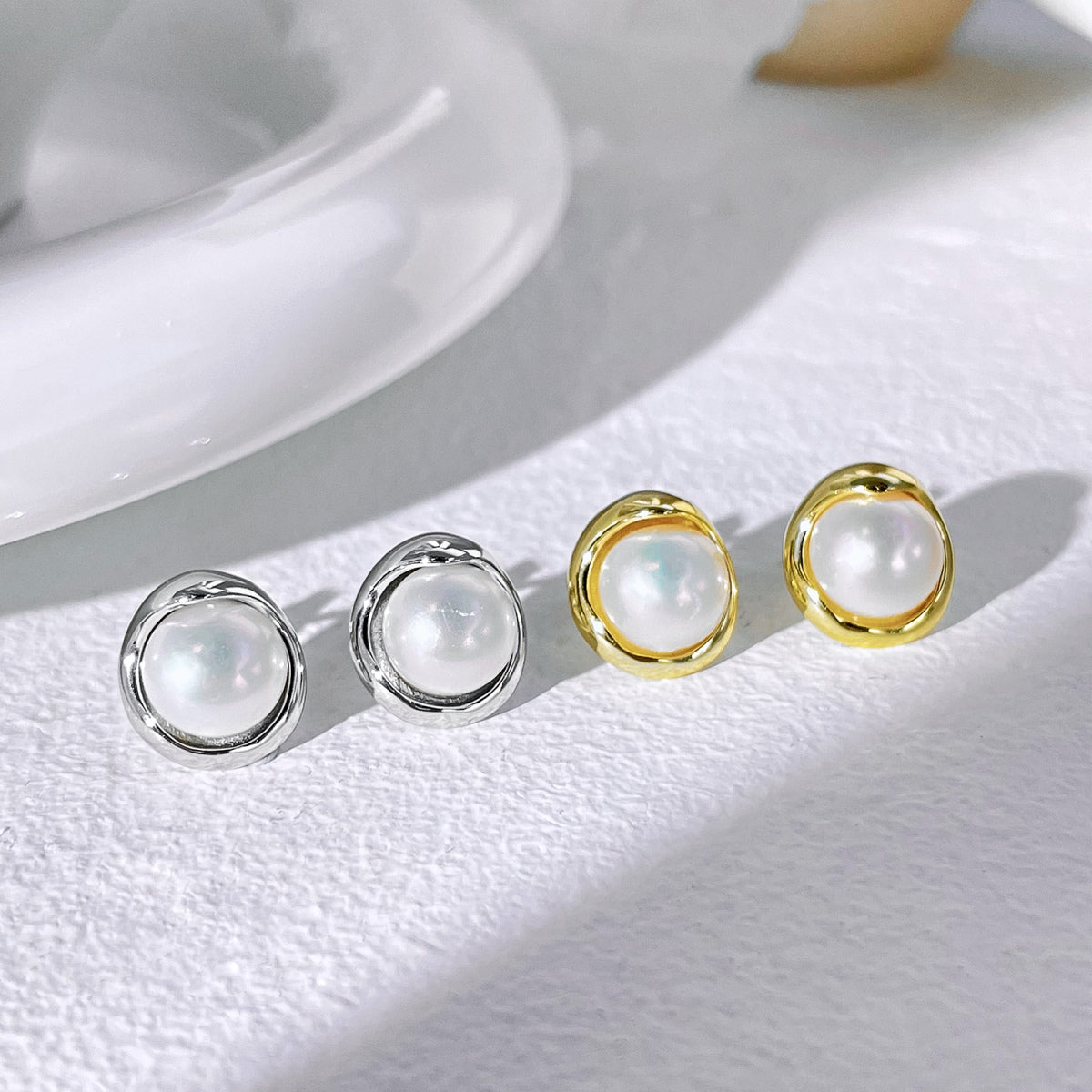 Angela Jewelry]Zierliche Brotperlen-Ohrringe