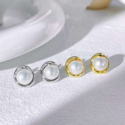 Angela Jewelry]Zierliche Brotperlen-Ohrringe