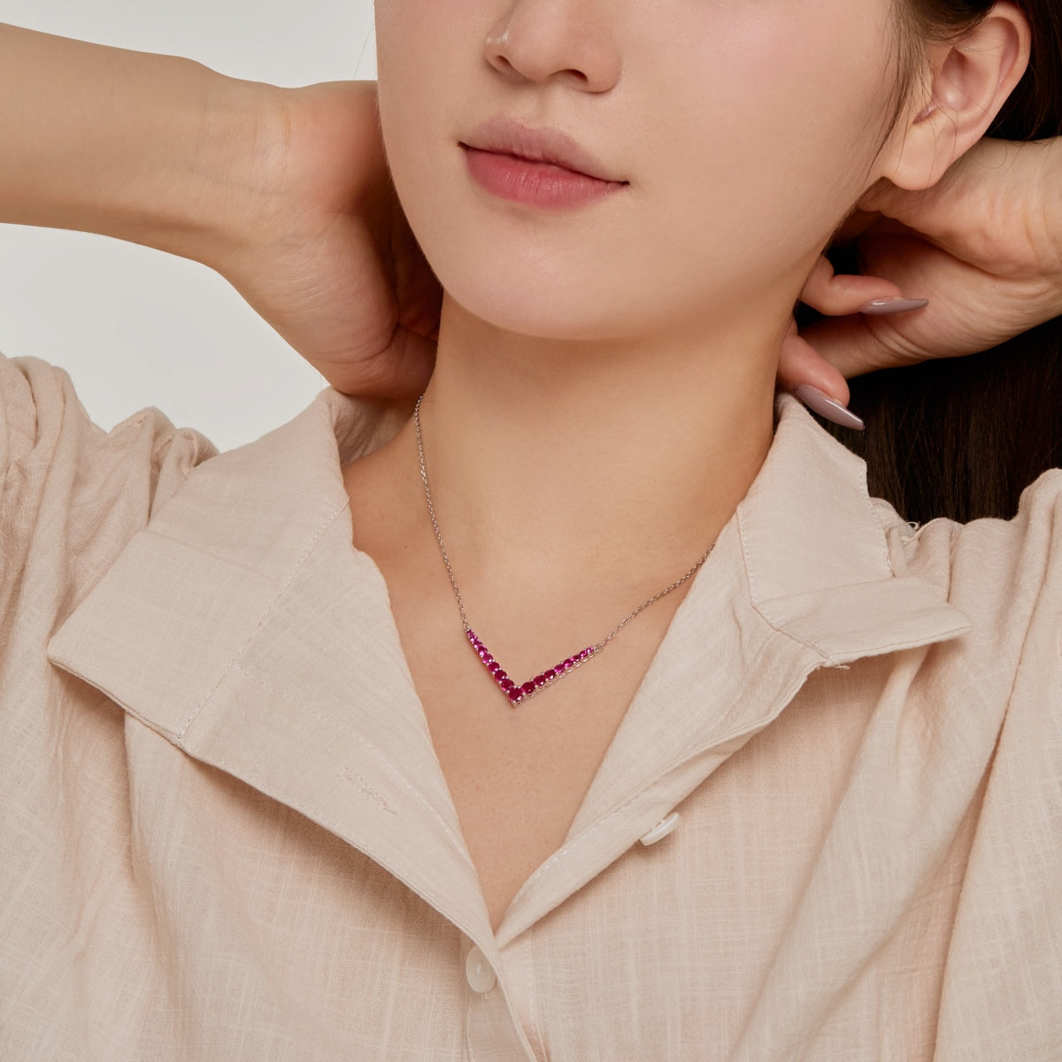 Angela Jewelry]Verzierte Halskette mit rundem Schliff